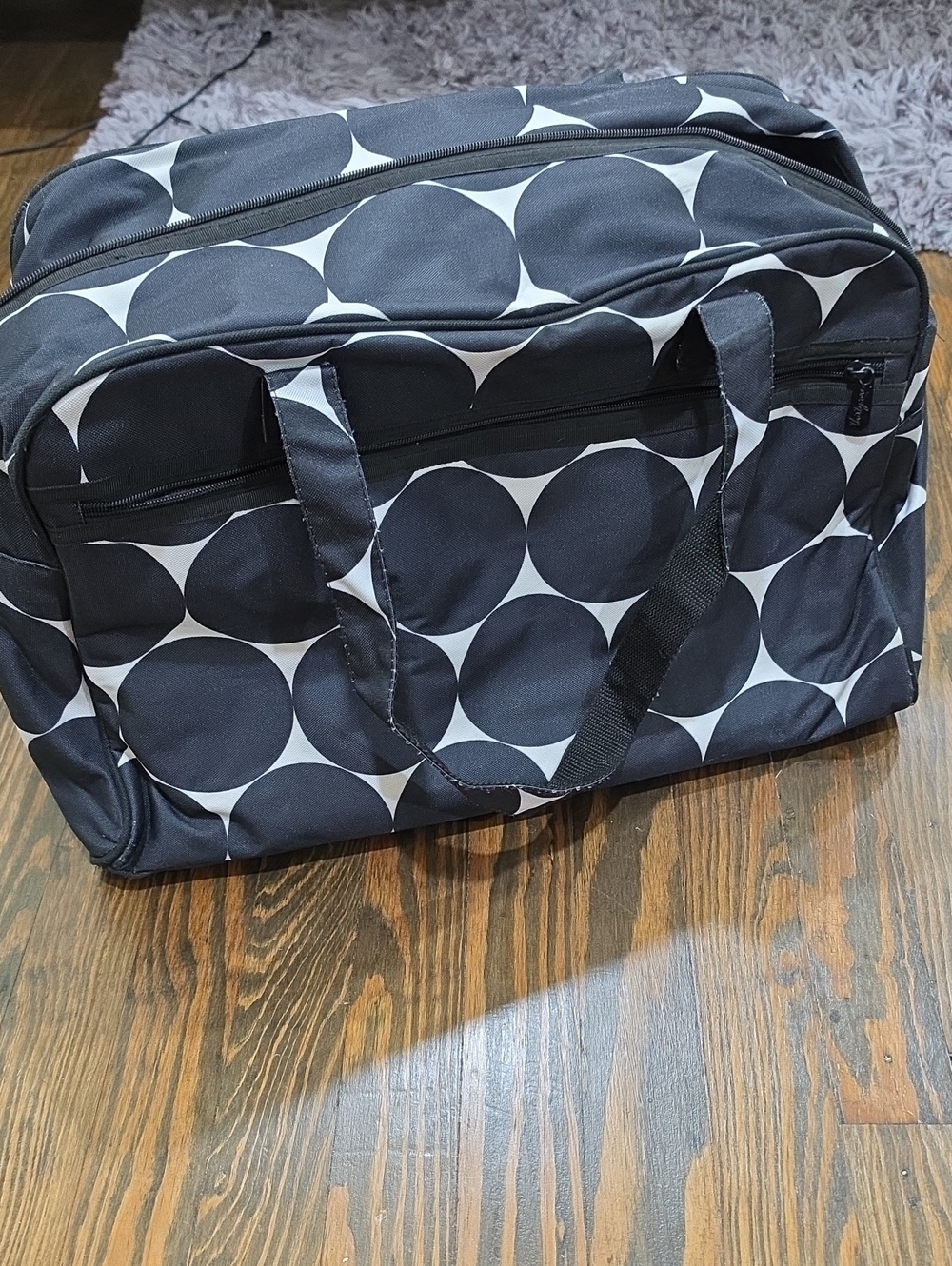 thirty-one Black and White Circle Print Travel Duffel